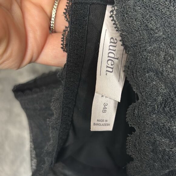 Auden Black Lace Sheer Adjustable Strap Back Clasp Underwire Bra Size 34B - Picture 6 of 7